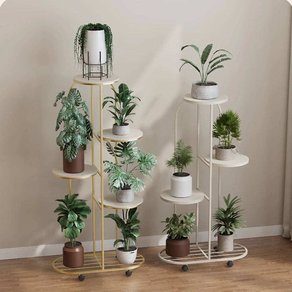 HiMISS Metal Plant Stand Five Tier Indoor Outdoor Display Shelf