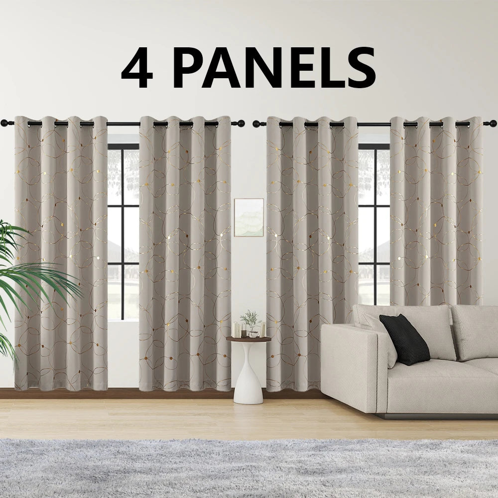 4 Piece Blackout Curtains Grommet Thermal Insulated Room Darkening