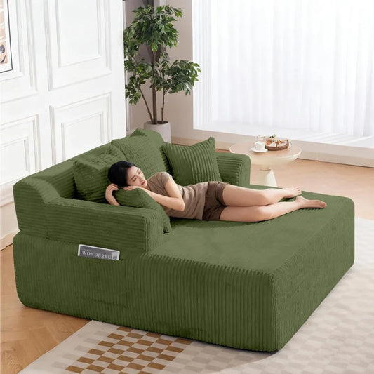 Chaise Lounge Chair Sofa Bed With Armrests And Pillows