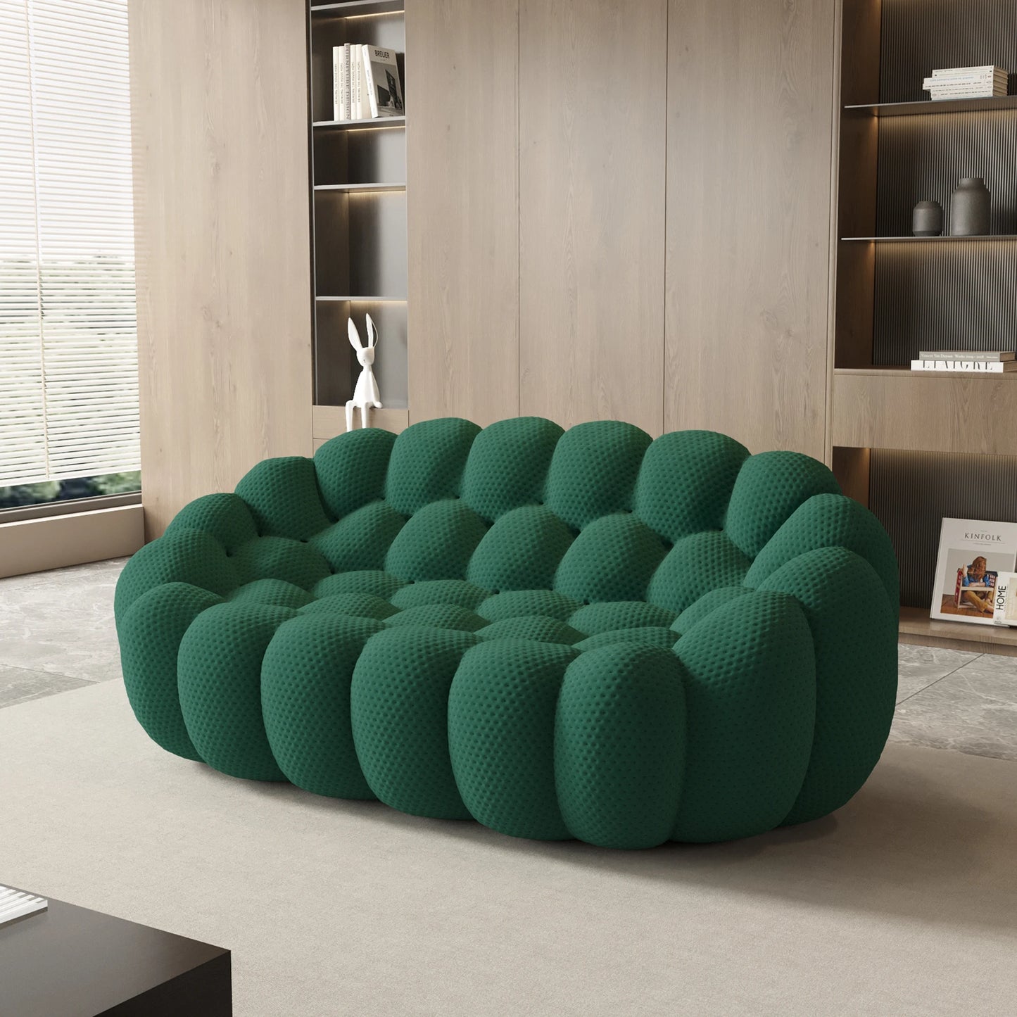 Sdorens Modern Curved Boneless 3D Knitted Fabric Loveseat Sofa