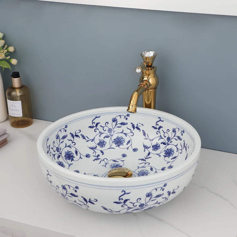 MEKKHALA ZAPPO Ceramic Round Basin Sink Faucet Combo