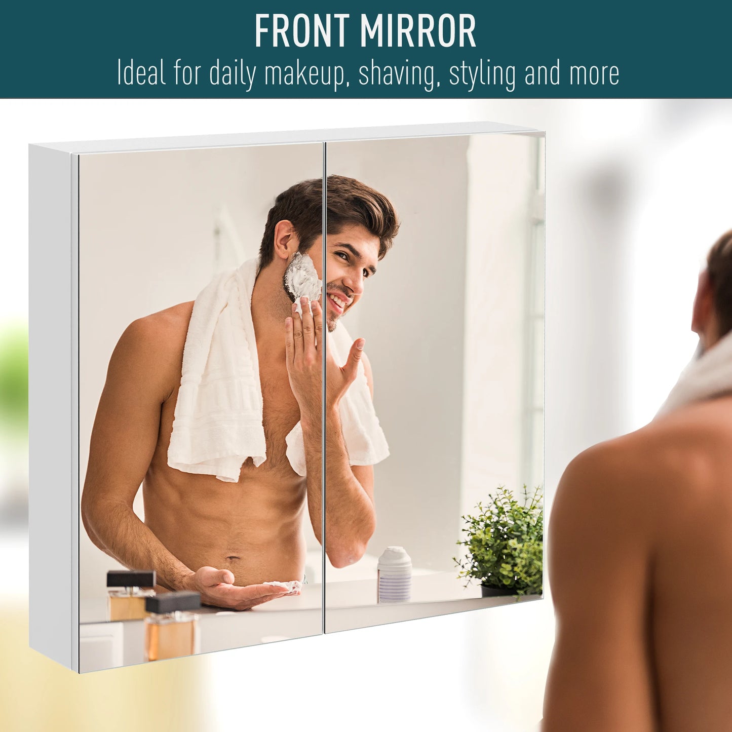 Kleankin Bathroom Mirrored Cabinet Wall Mounted Medicine Cabinet With Doors
