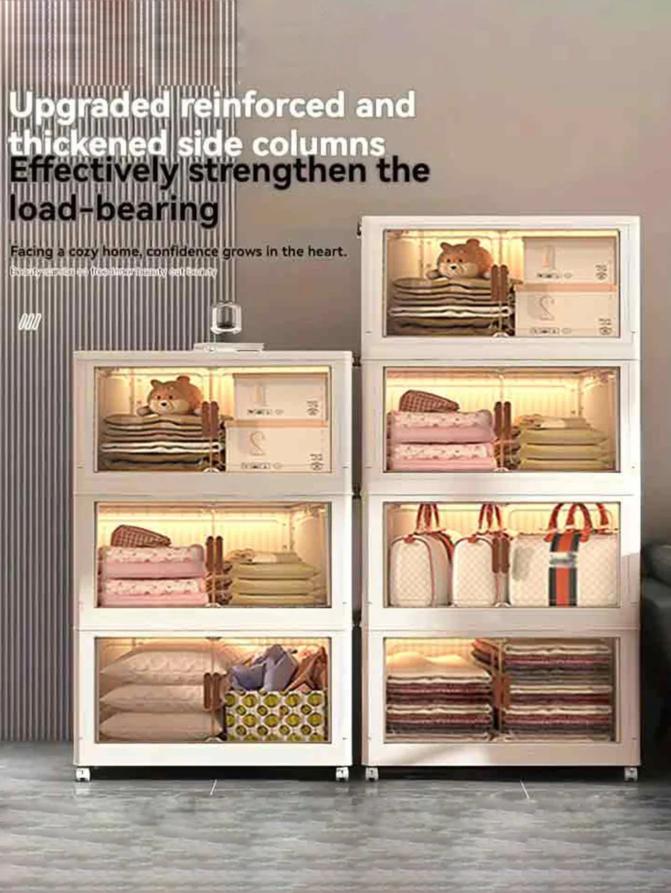 Folding Storage Cabinet With Magnetic Doors For Clothes And Snacks