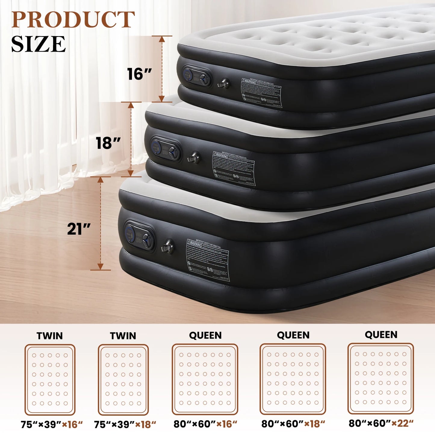JHK Air Mattress Non-Slip With 660 LB Capacity For Camping