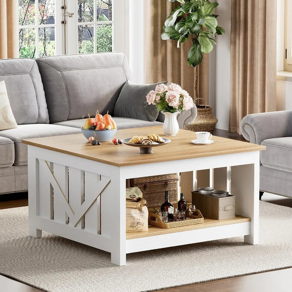 Lift Top Coffee Table With Storage Farmhouse Wood Central Table