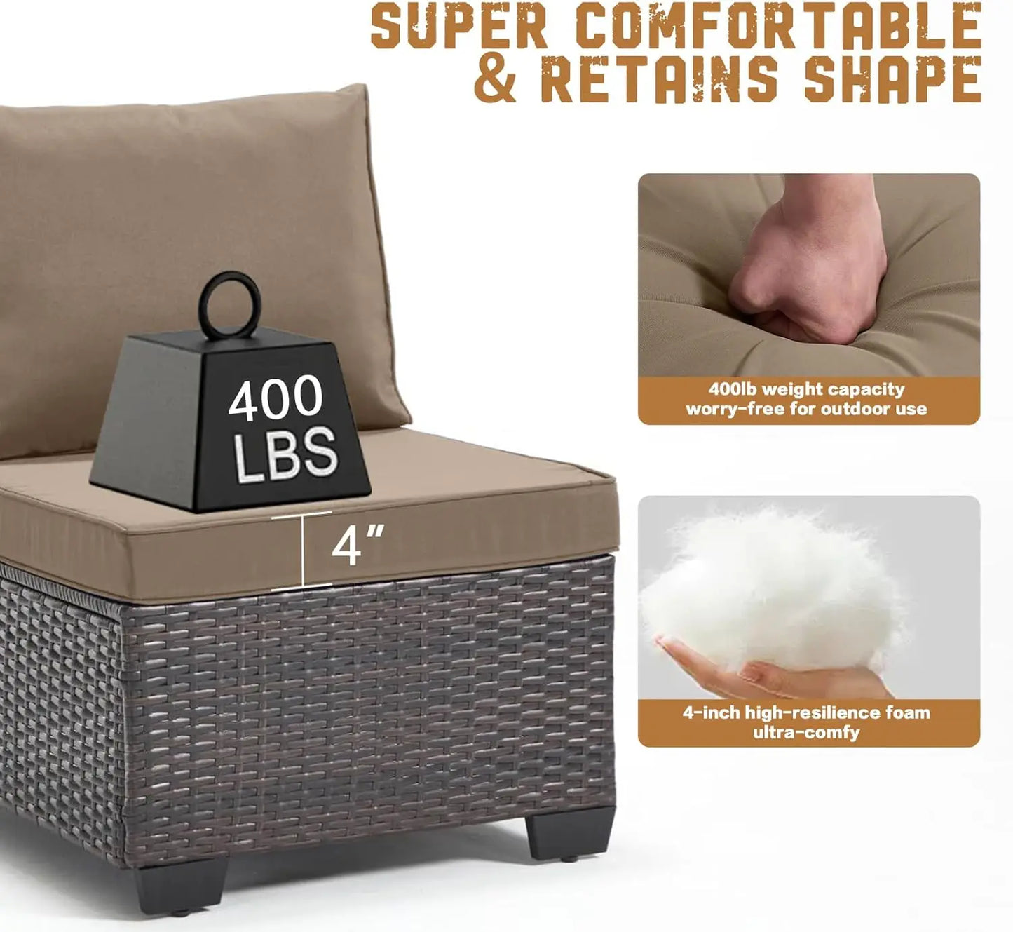 Outdoor Patio Furniture Set All Weather Sectional Sofa PE Rattan