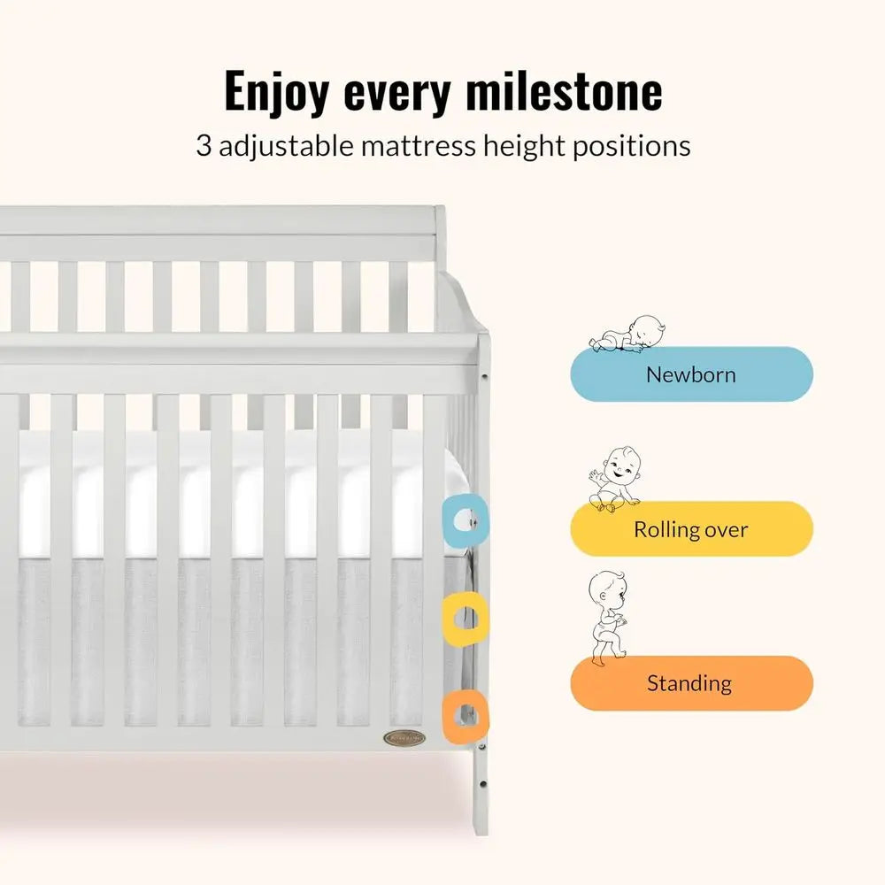 4 In 1 Convertible Crib Greenguard Gold Certified Mattress Height Options