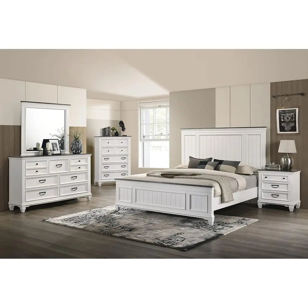 LISM Clelane Wood Bedroom Set Bed Dresser Mirror Nightstands Chest