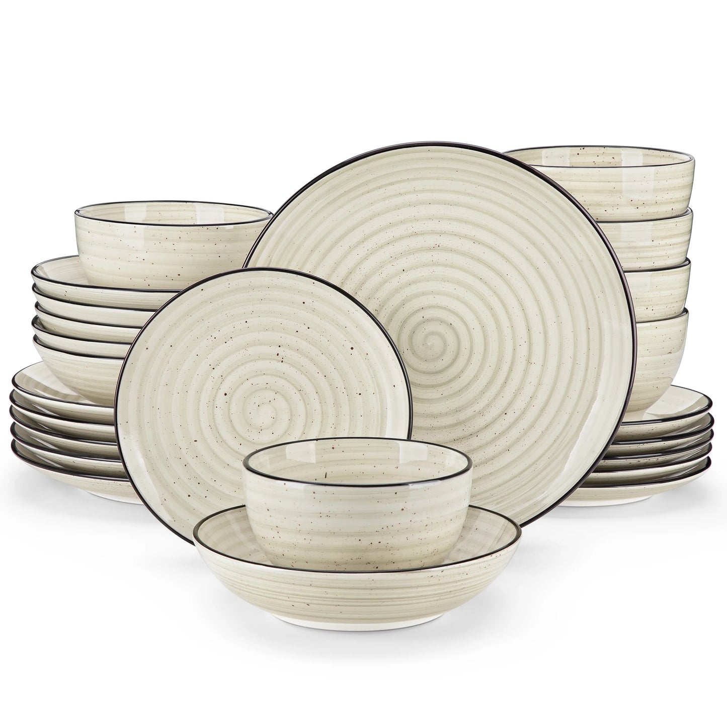 Malacasa Ceramic Dinnerware Set Hand Painted Spiral Design