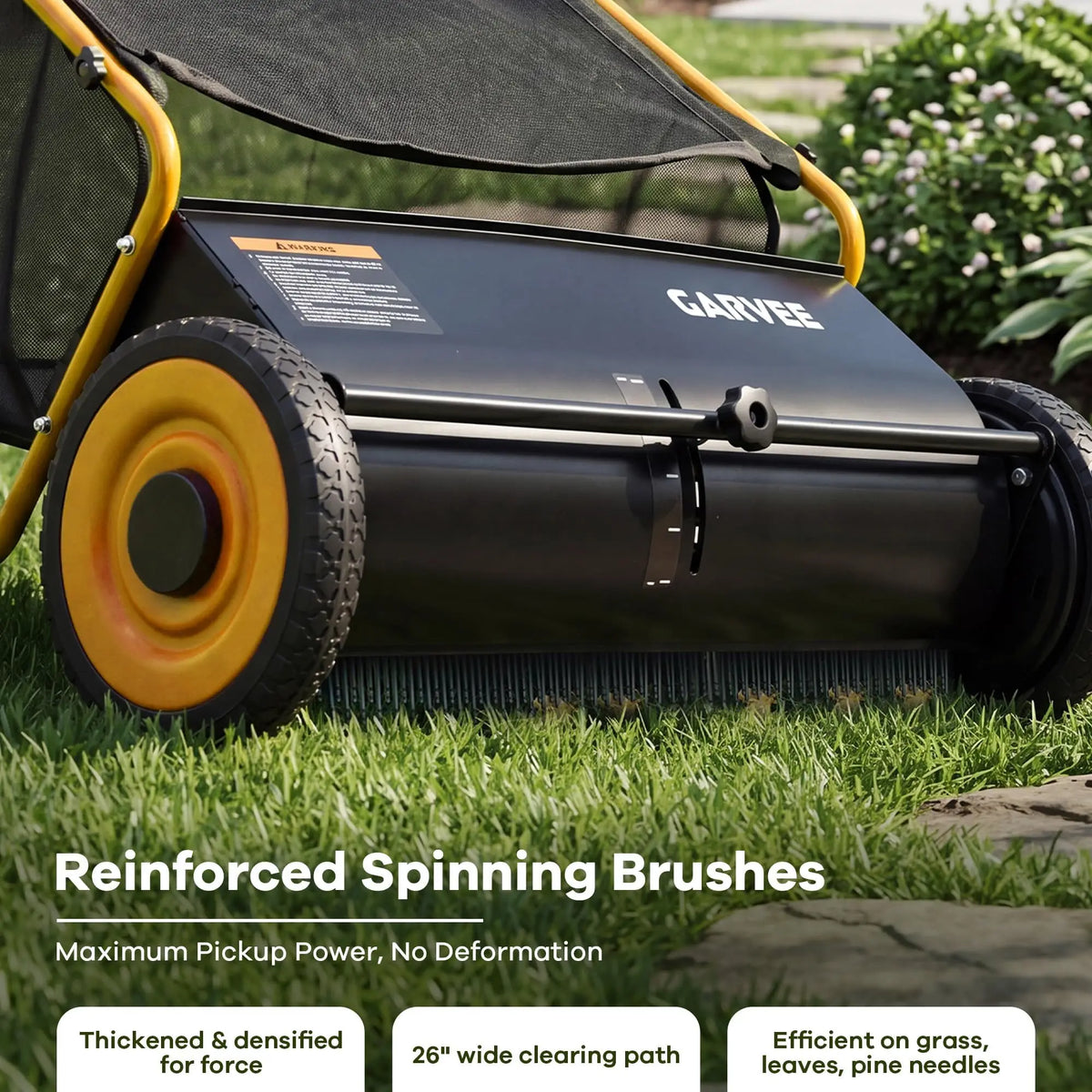 HiMISS Push Lawn Sweeper Efficient Leaf And Grass Collector