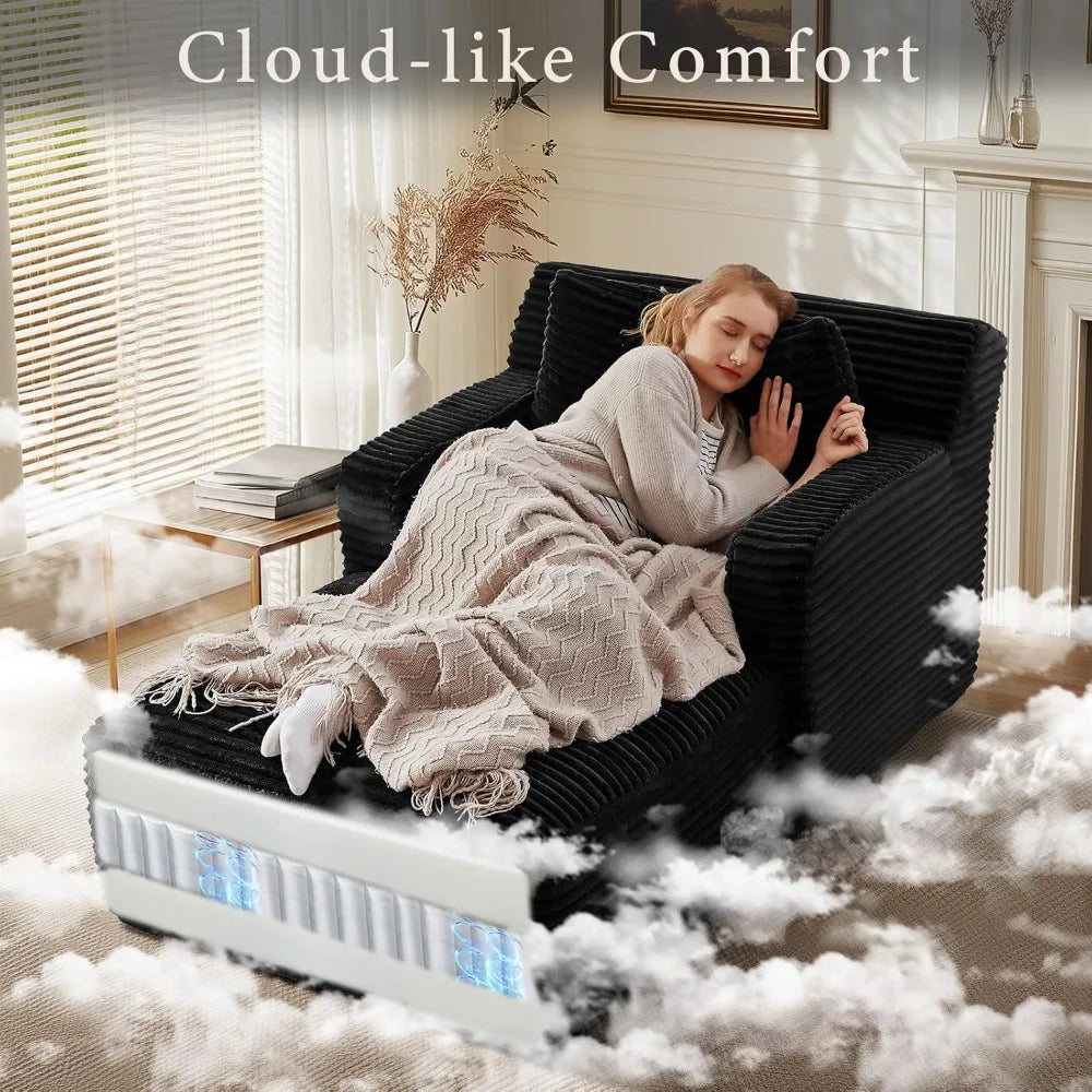Indoor Oversized Upholstered Chaise Lounge Sofa Bed With 3 Pillows Customized