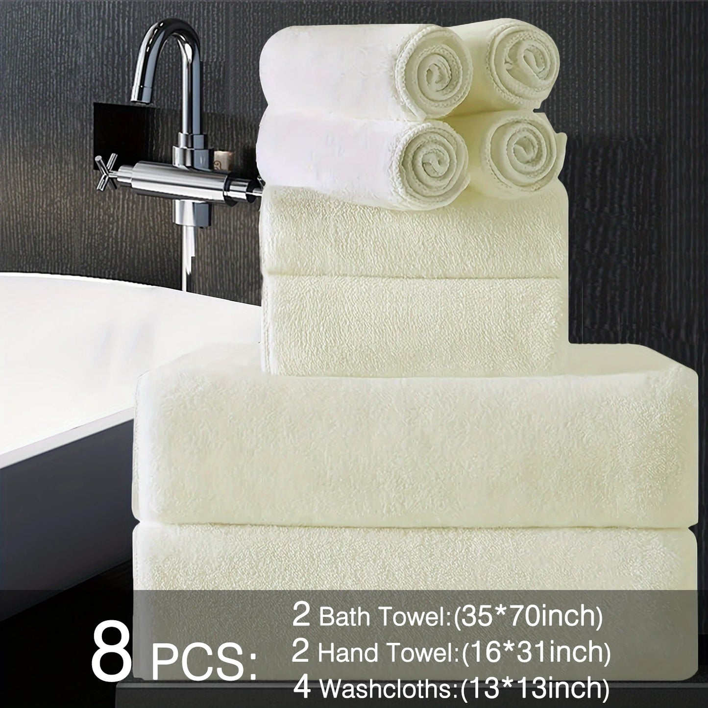 Belista Bath Towels Set 100 Percent Polyester Absorbent Machine Washable