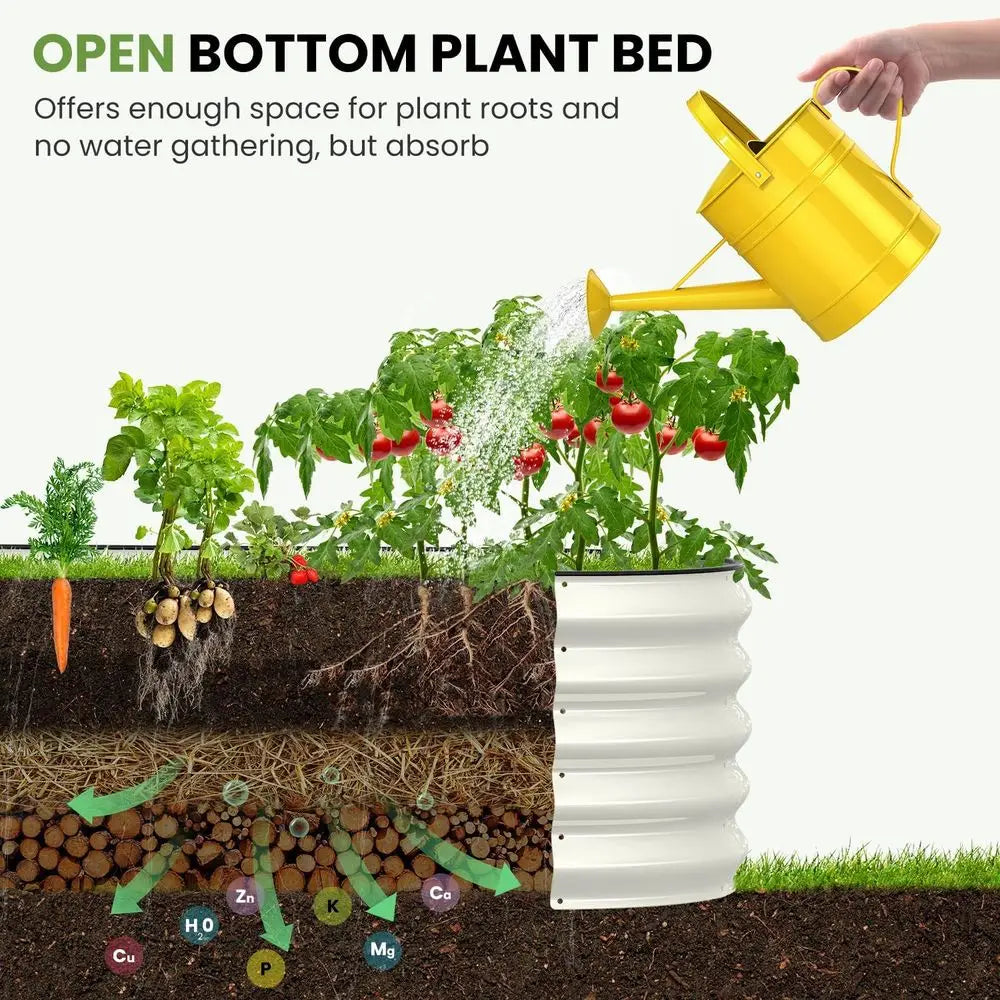 Oval Aluminum Raised Garden Bed for Vegetables and Herbs