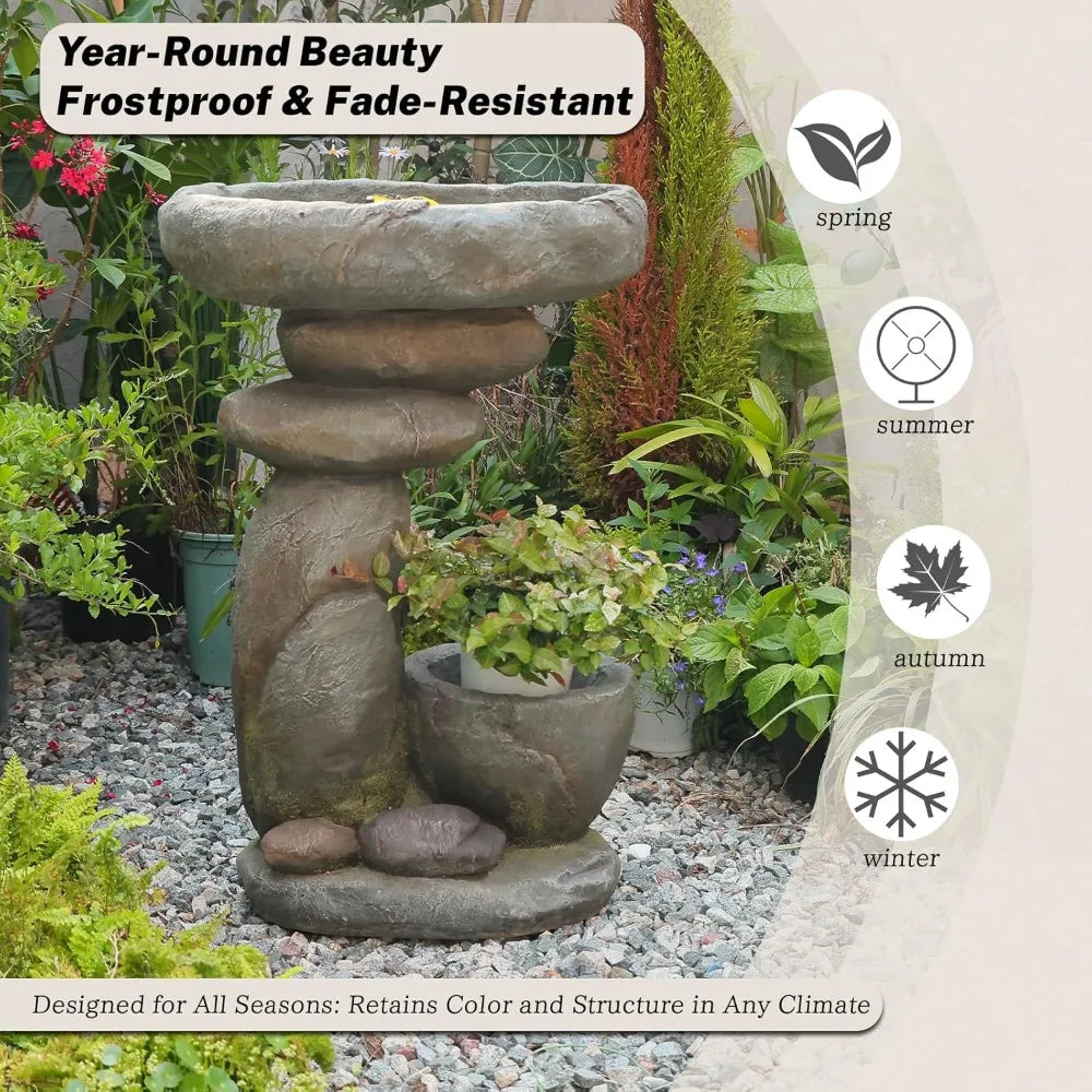 Tall Outdoor Fountain Resin Fiberglass Garden Patio Yard No Pump