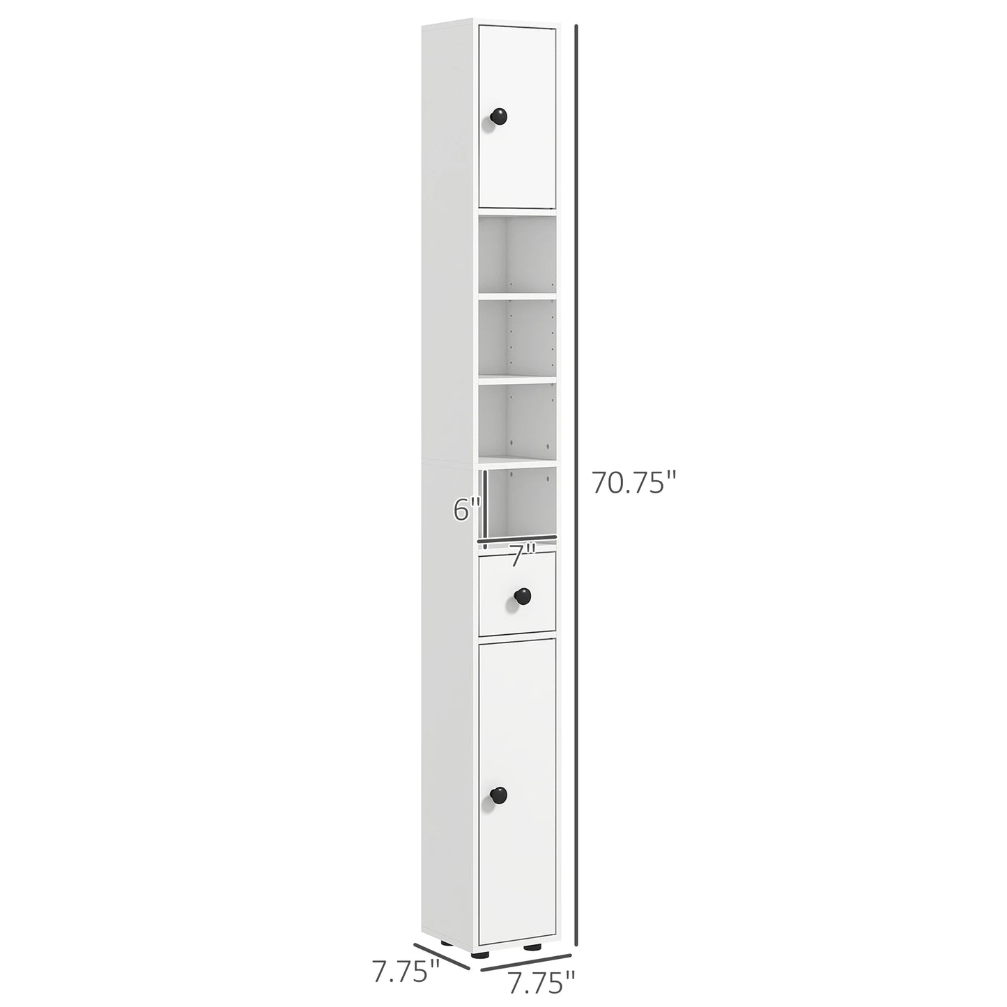 Kleankin Toilet Paper Cabinet With Open Shelves And Adjustable Doors