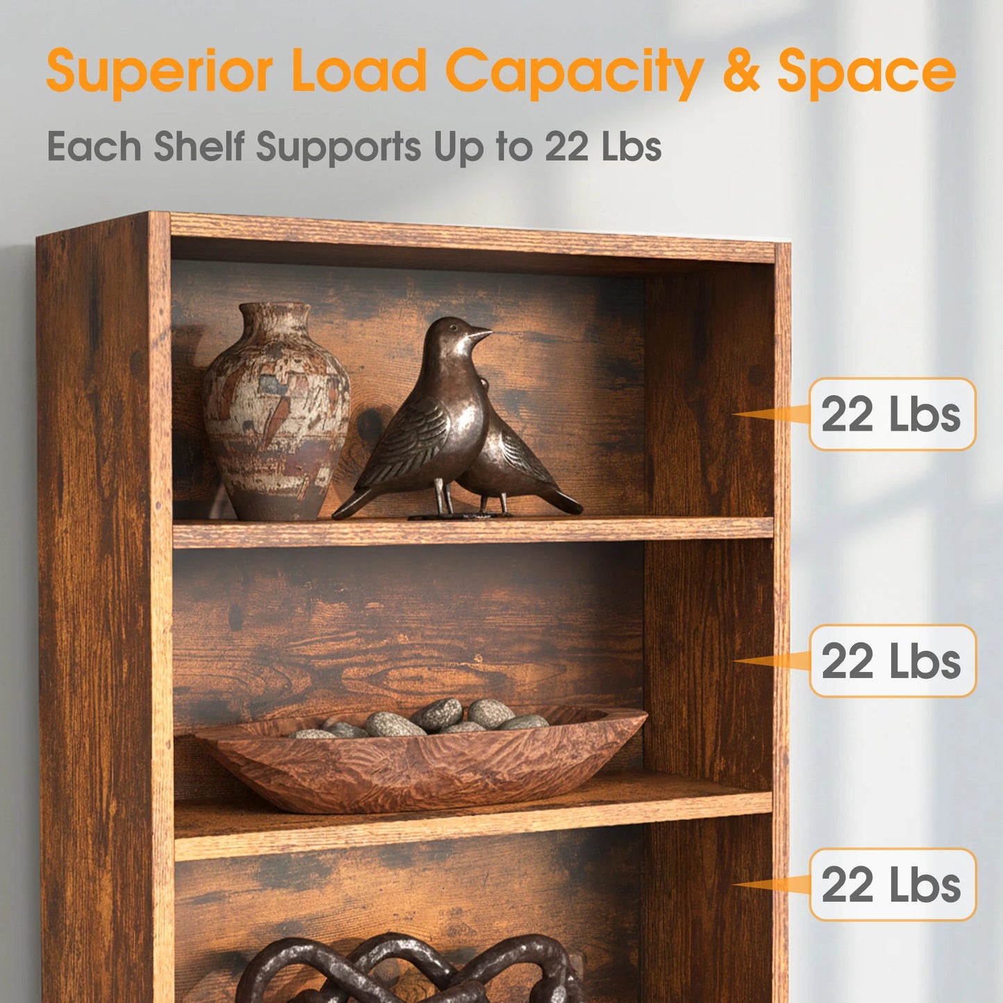 MCQ Wood Shelf Bookcase Open Display Storage For Home