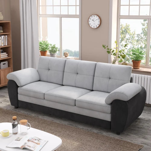 Modern Leather Velvet Sofa With Soft Cushions For Living Room