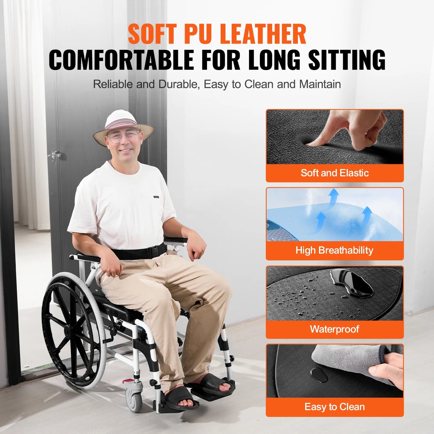 Shower Wheelchair Adjustable Rolling Chair For Disabled Adults