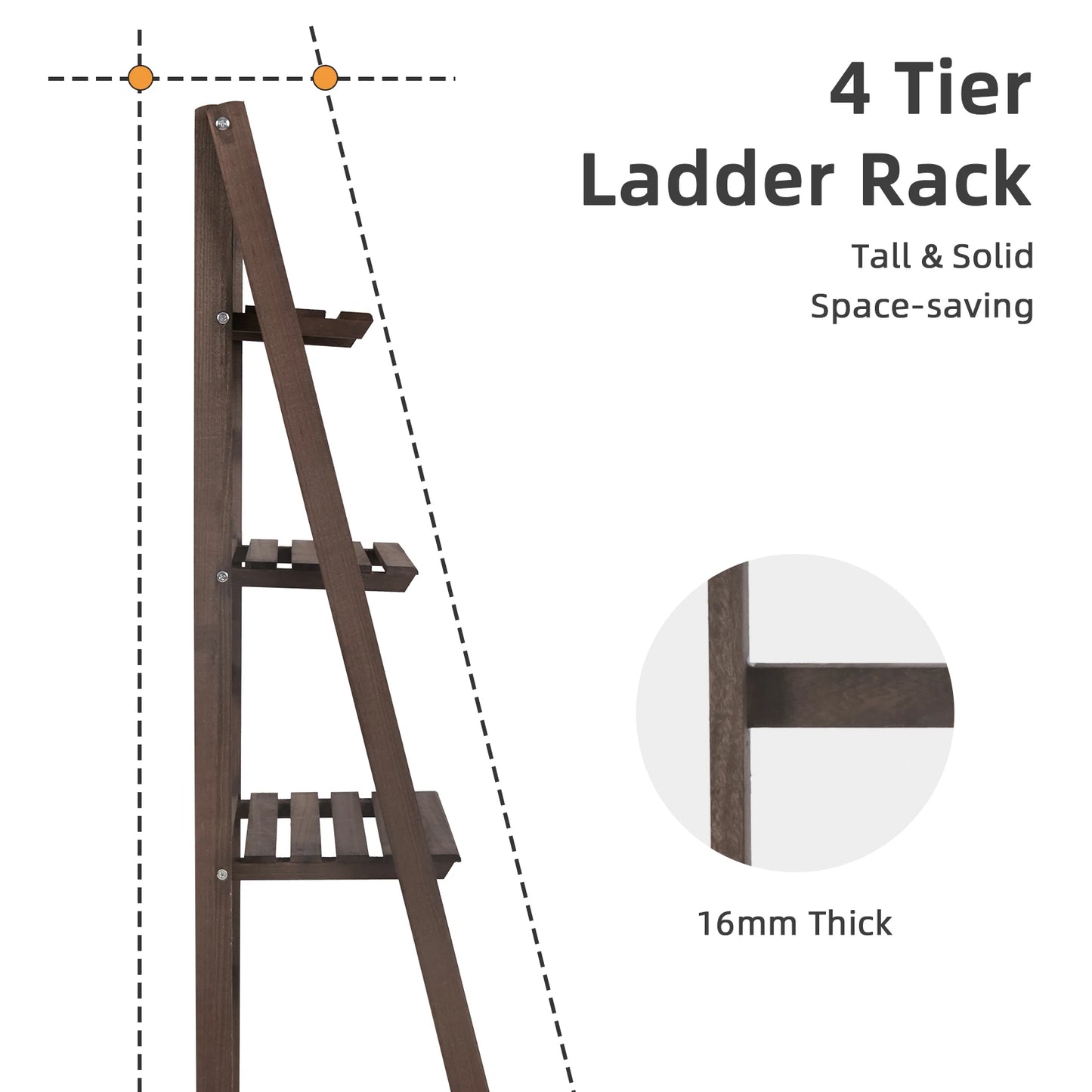 Folding 4 Tier Ladder Shelf Storage Unit Wooden Bookcase Rack