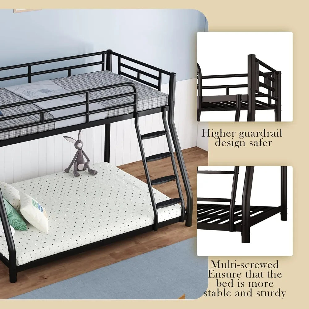 Xiaolang Metal Bunk Bed With Guardrails And Ladder Heavy Duty