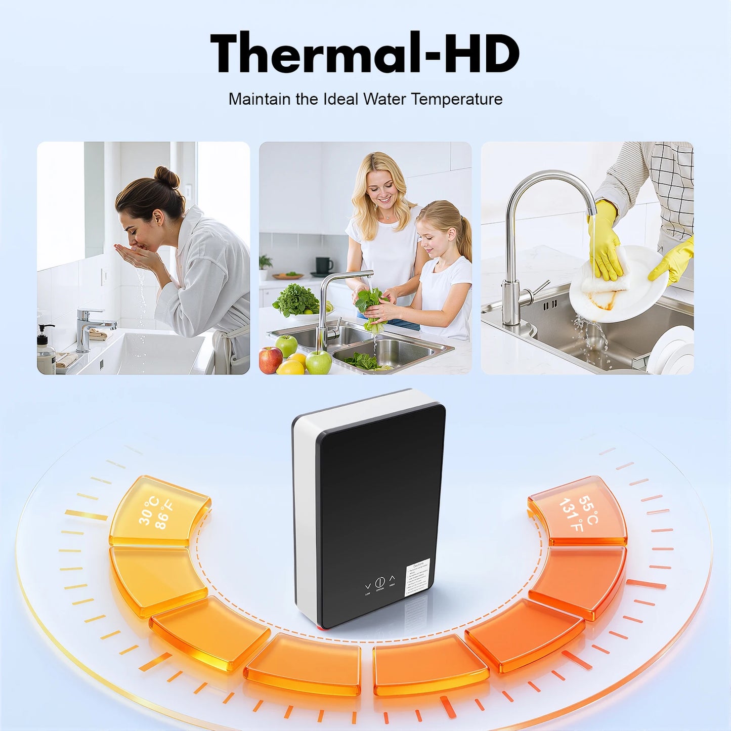 6500W 220V Tankless Water Heater Wall Mount for Kitchens Bathrooms