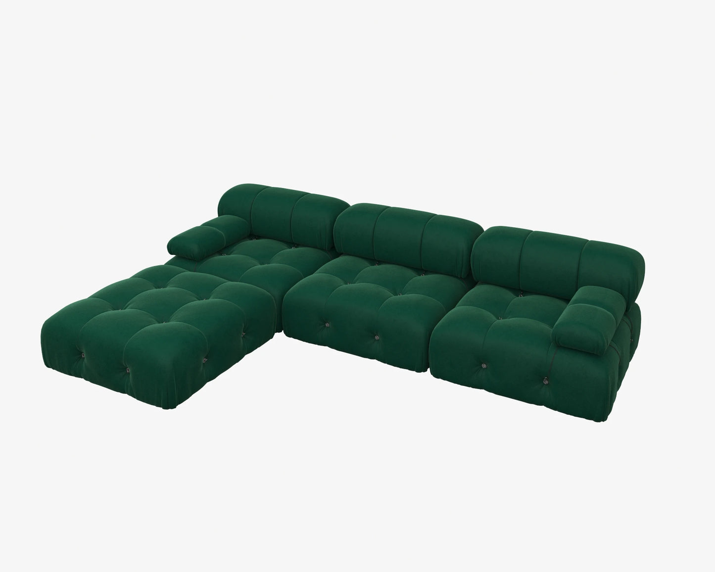 Sdorens L-Shaped Velvet Sectional Sofa With Reversible Ottoman