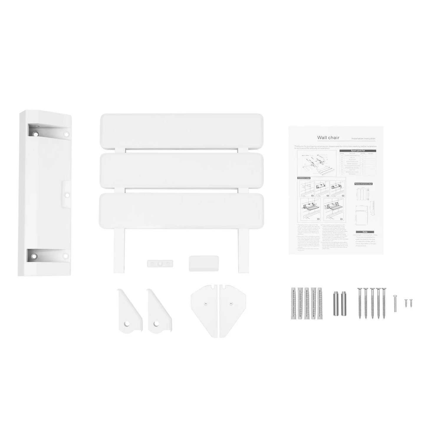 90 Degree Folding Shower Seat Wall Mounted Waterproof Bench Aluminum Alloy