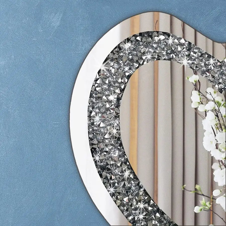 Crystal Crush Diamond Heart Shaped Wall Mirror Decor