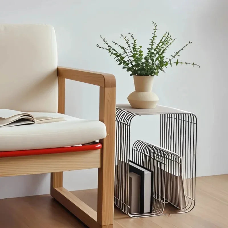 Modern Scandinavian Metal Coffee Table With Storage For Magazines And Books