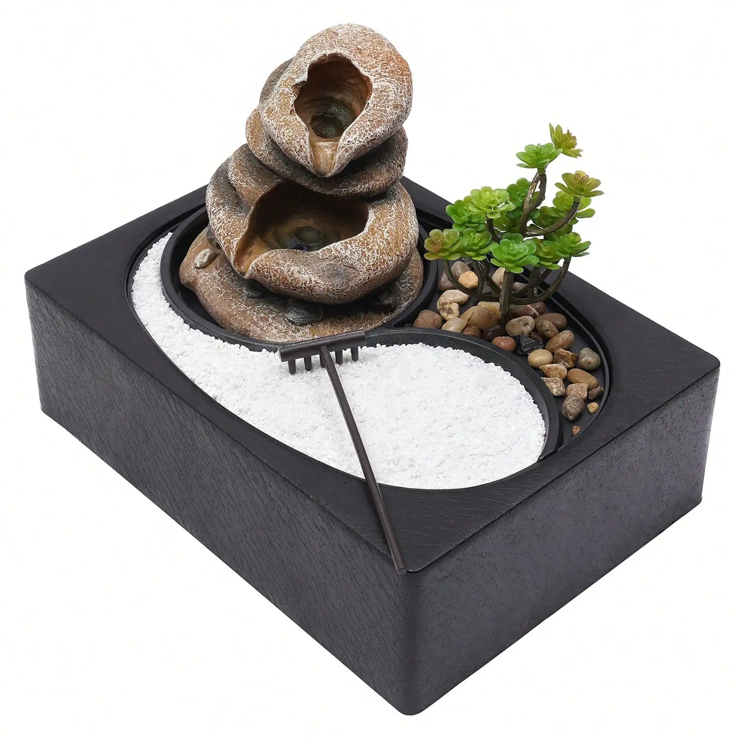 Resin Rockery Tabletop Water Fountain With LED Light For Zen