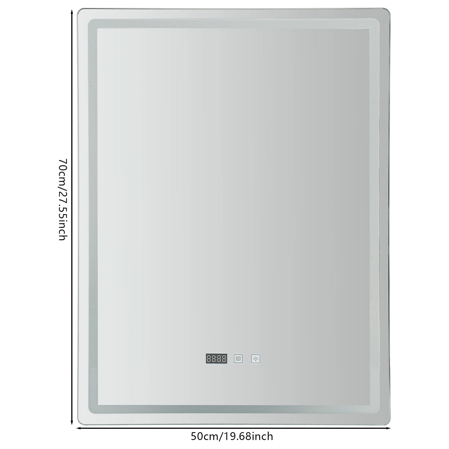LED Bathroom Mirror Anti Fog Wall Mounted Lighted Time Temperature