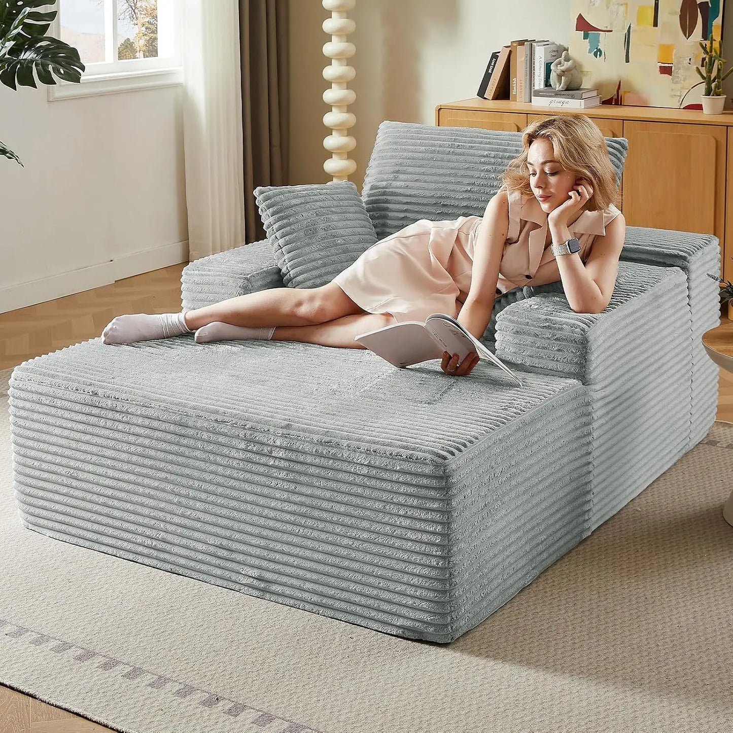 Oversized Chaise Lounge Chair Indoor Modern Upholstered Sofa Bed