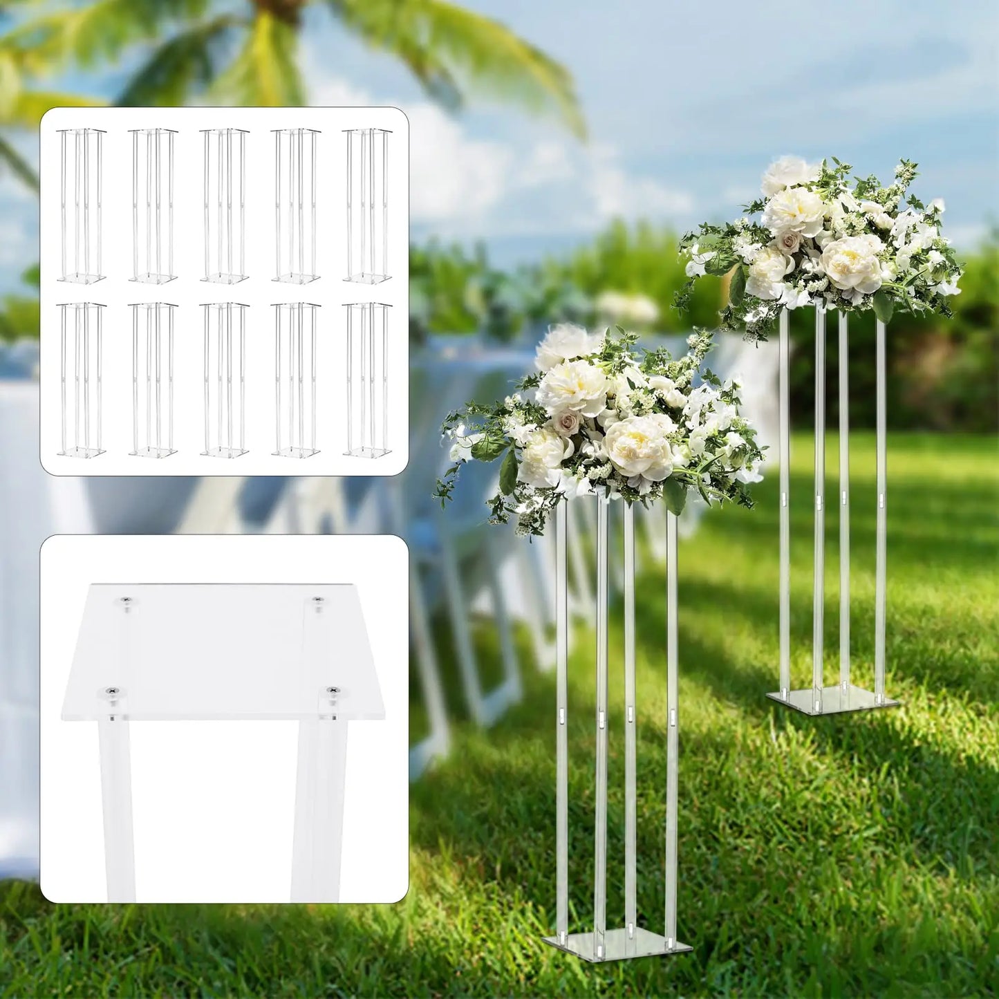 10 Pcs Acrylic Vase Column Stand Centerpiece For Wedding Decoration