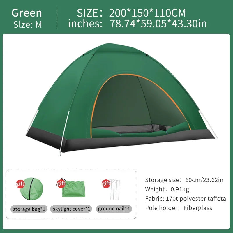 Two To Three Person Pop Up Tent Waterproof Camping UV Protection Automatic