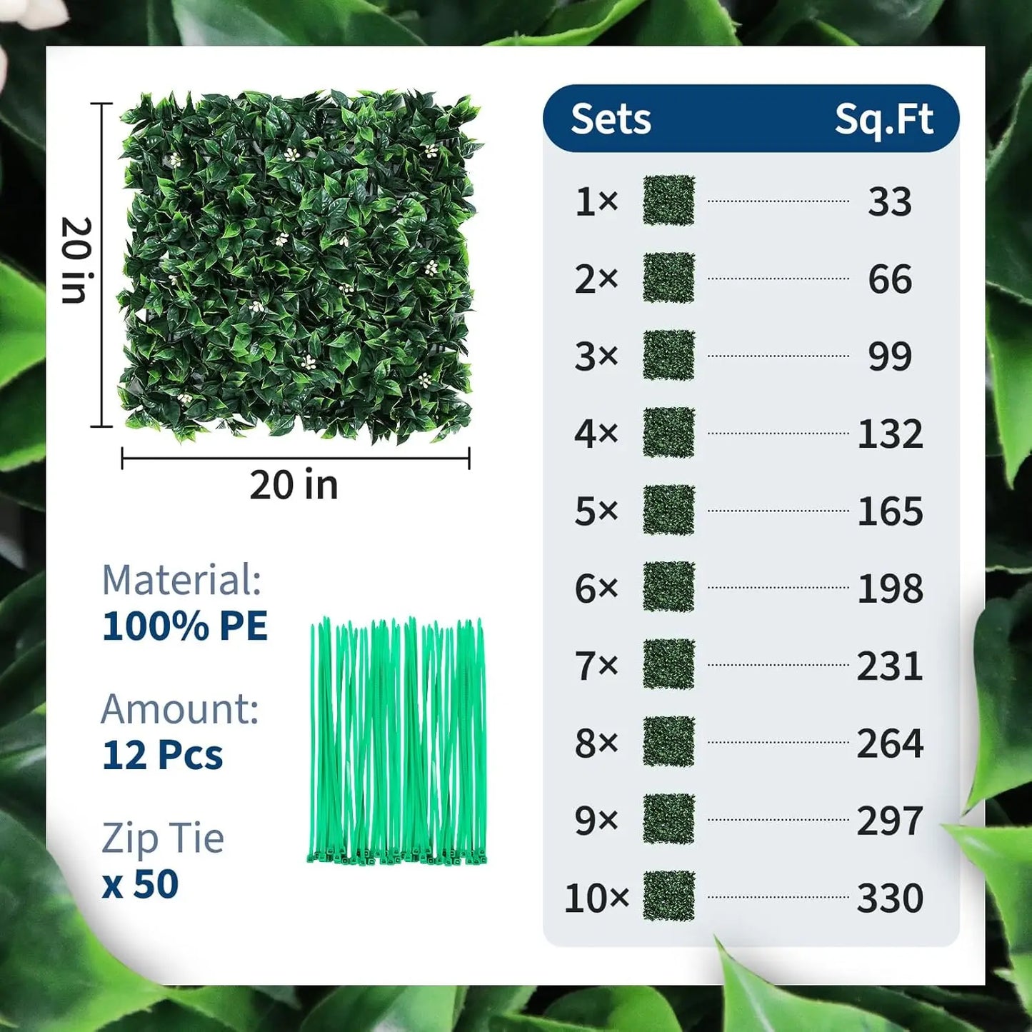 HiMISS Artificial Grass Wall Panels Hedge Fence Screen Outdoor