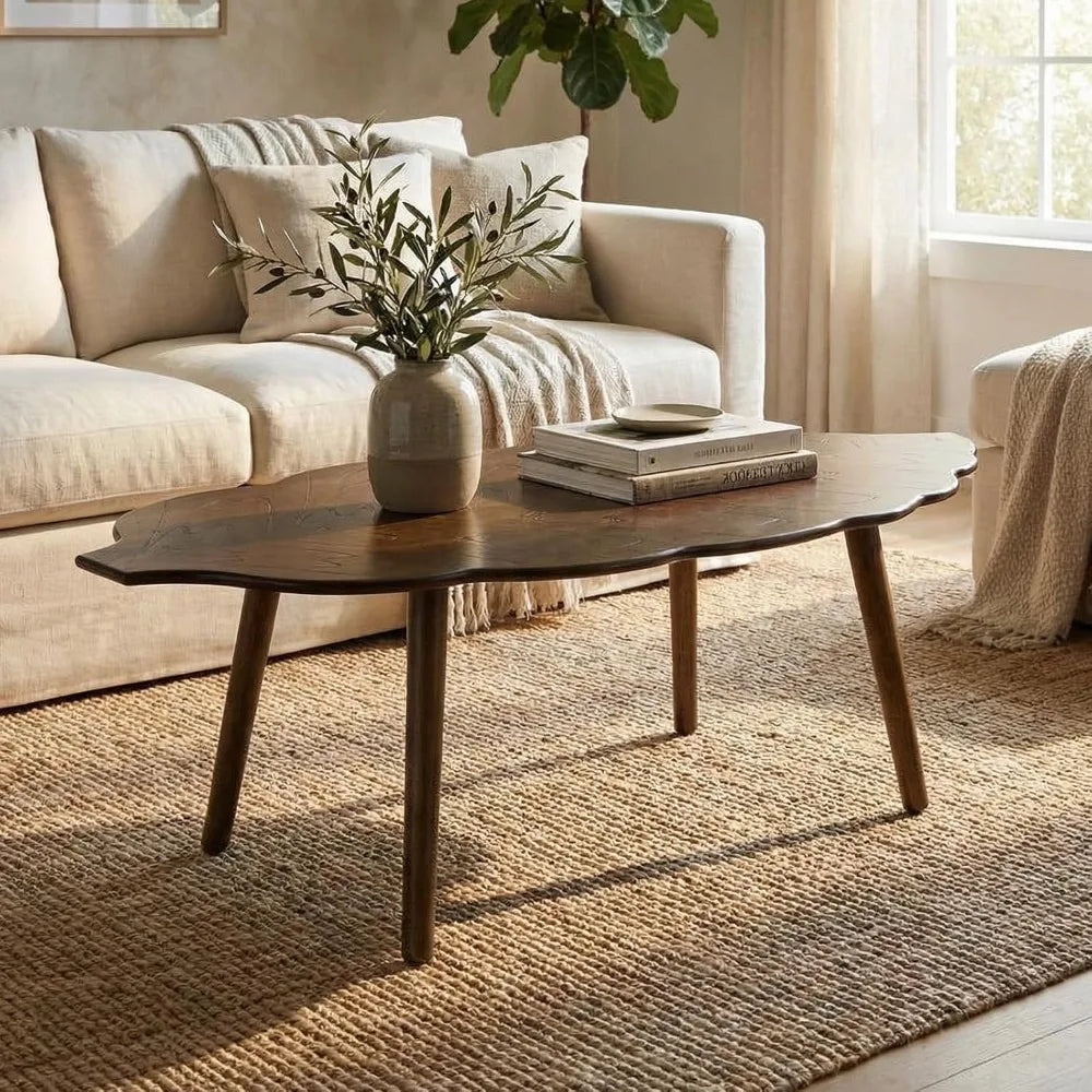 Mid Century Modern Leaf Coffee Table In Solid Walnut Wood