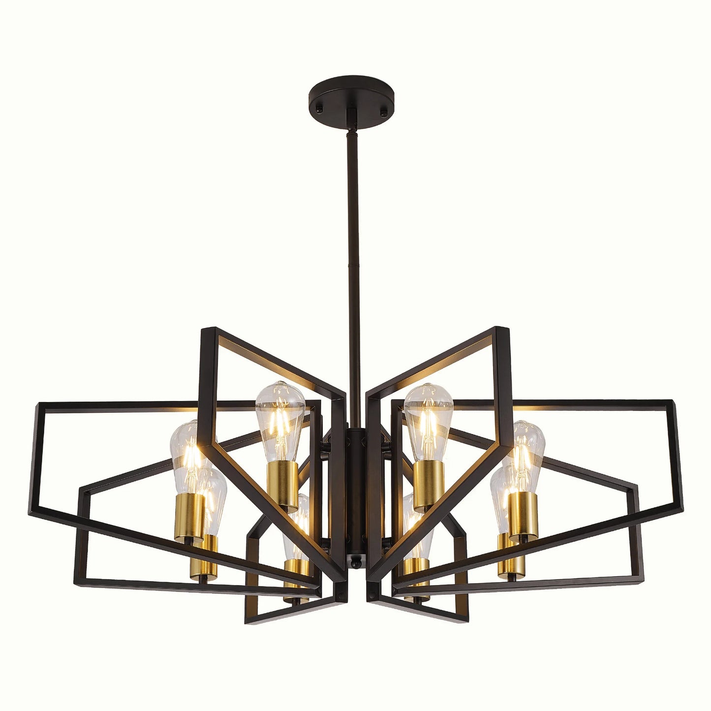 Modern 8 Light Geometric Metal Chandelier With Adjustable Height Pendant