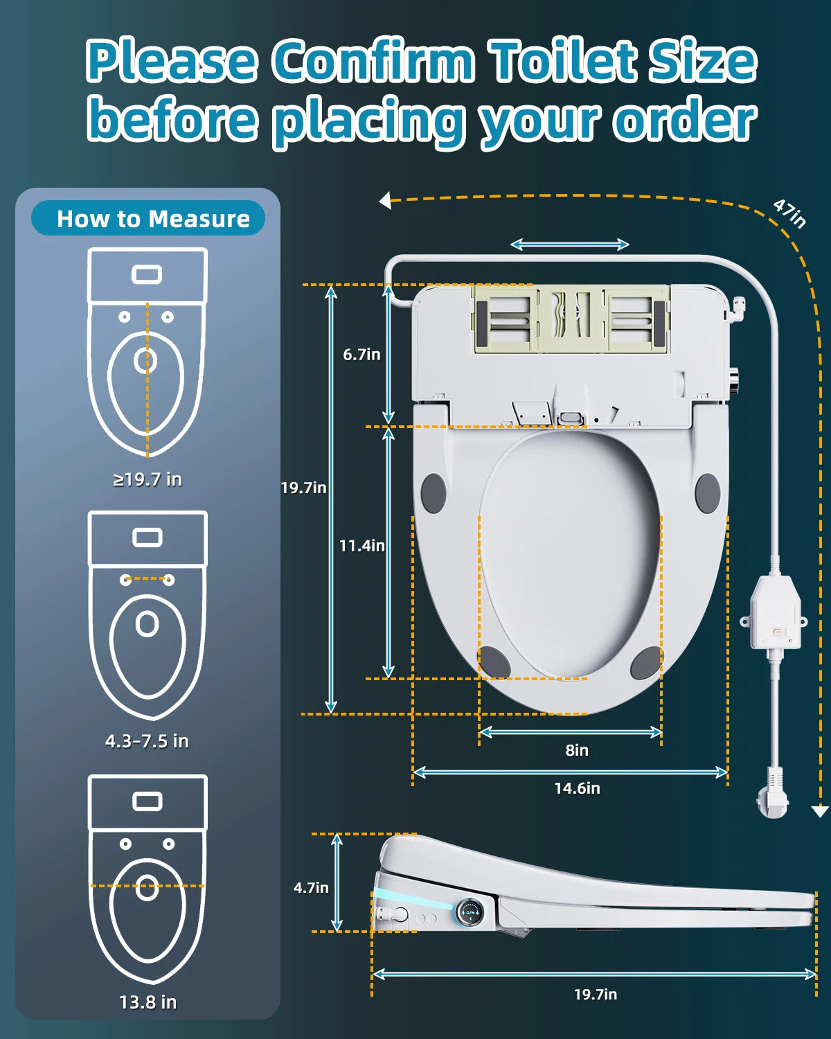 Sanyipace Elongated Smart Toilet Seat With Air Dryer And Remote