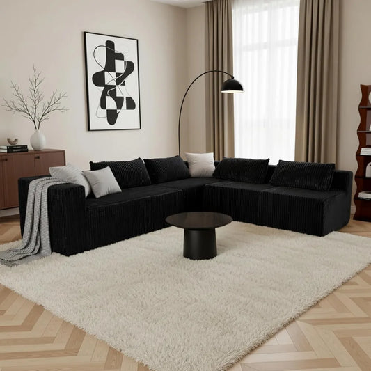 Combination Modular U-Shaped Sectional Sofa With Double Chaise Corduroy Fabric