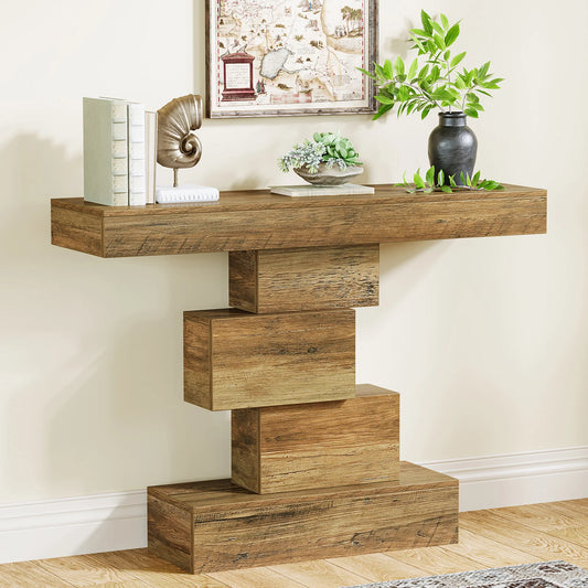 Tribesigns Farmhouse Console Table Narrow Sofa Table With Geometric Base