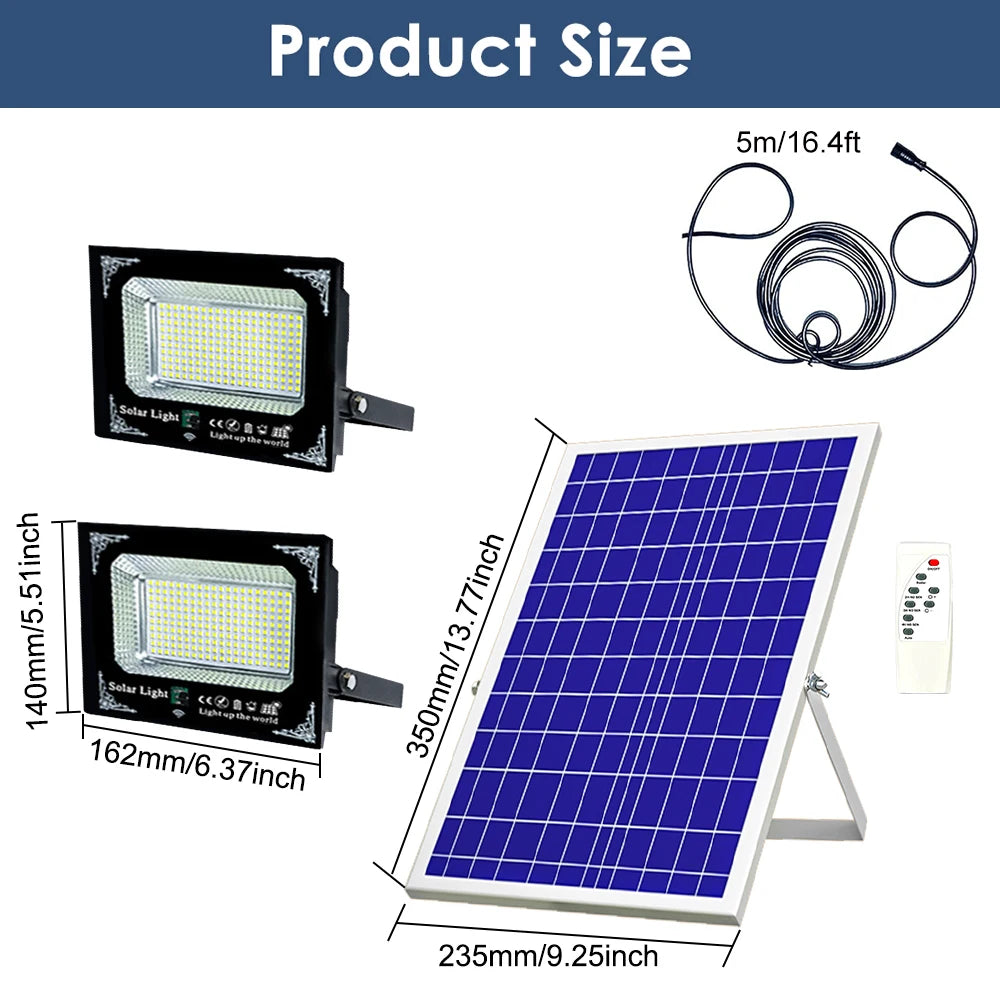 500W LED Solar Light Dual Head Flood Light Outdoor Garden