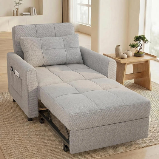 XIUWO Convertible 3 In 1 Sleeper Chair Bed Sofa Wood