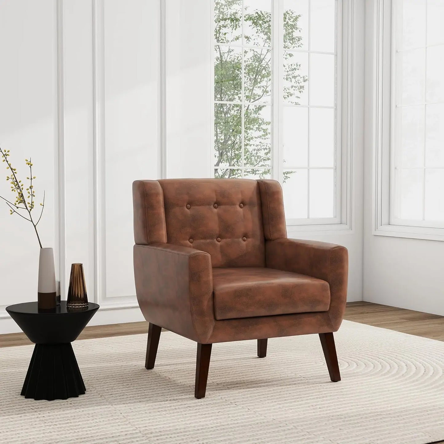 PU Leather Accent Chairs Set Of 2 Modern Armchairs