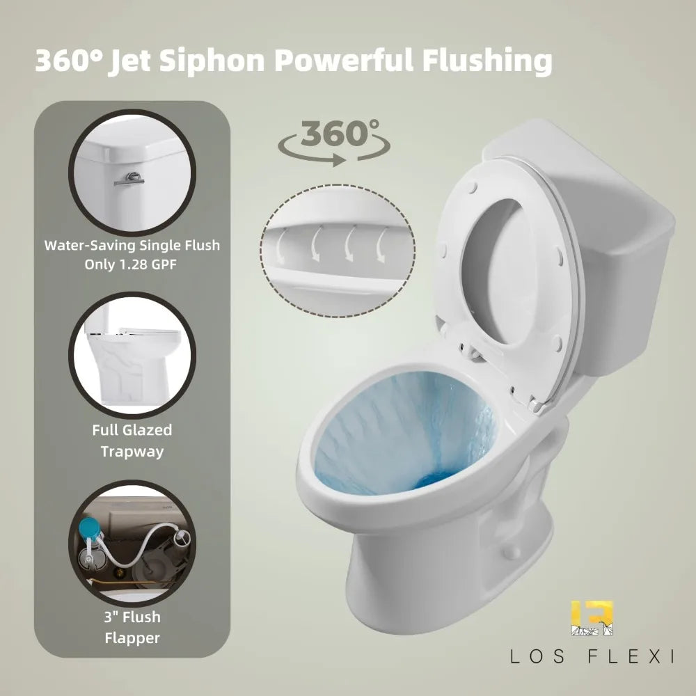 Elongated Toilet With Soft Close Seat 1.28 GPF High Efficiency