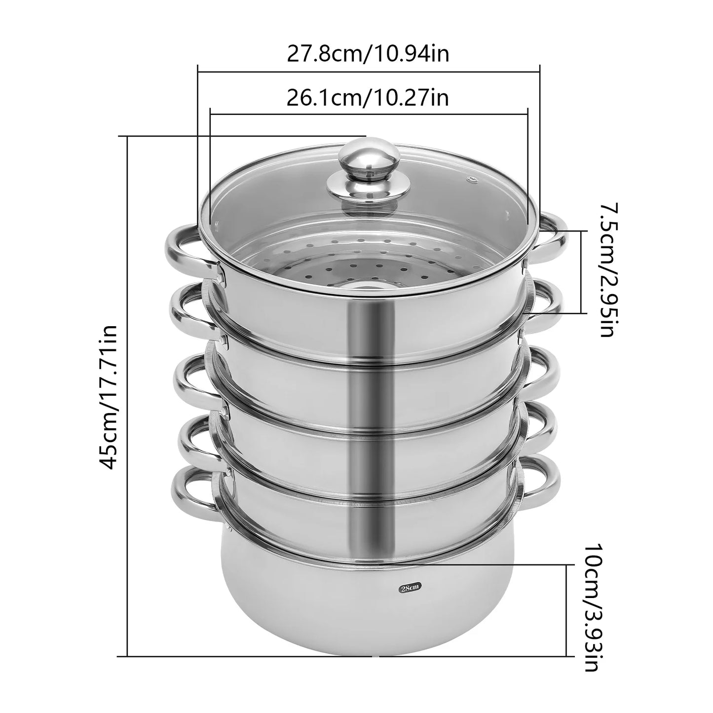Stainless Steel Steamer Multifunctional Kitchen Appliance Durable And Easy Clean