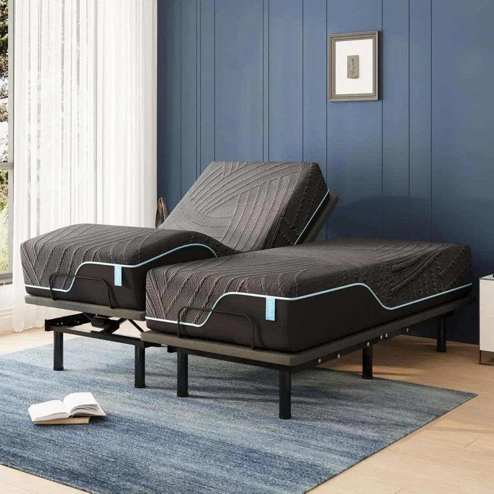 Adjustable Bed Frame With Copper Memory Foam Mattress Head Foot Incline