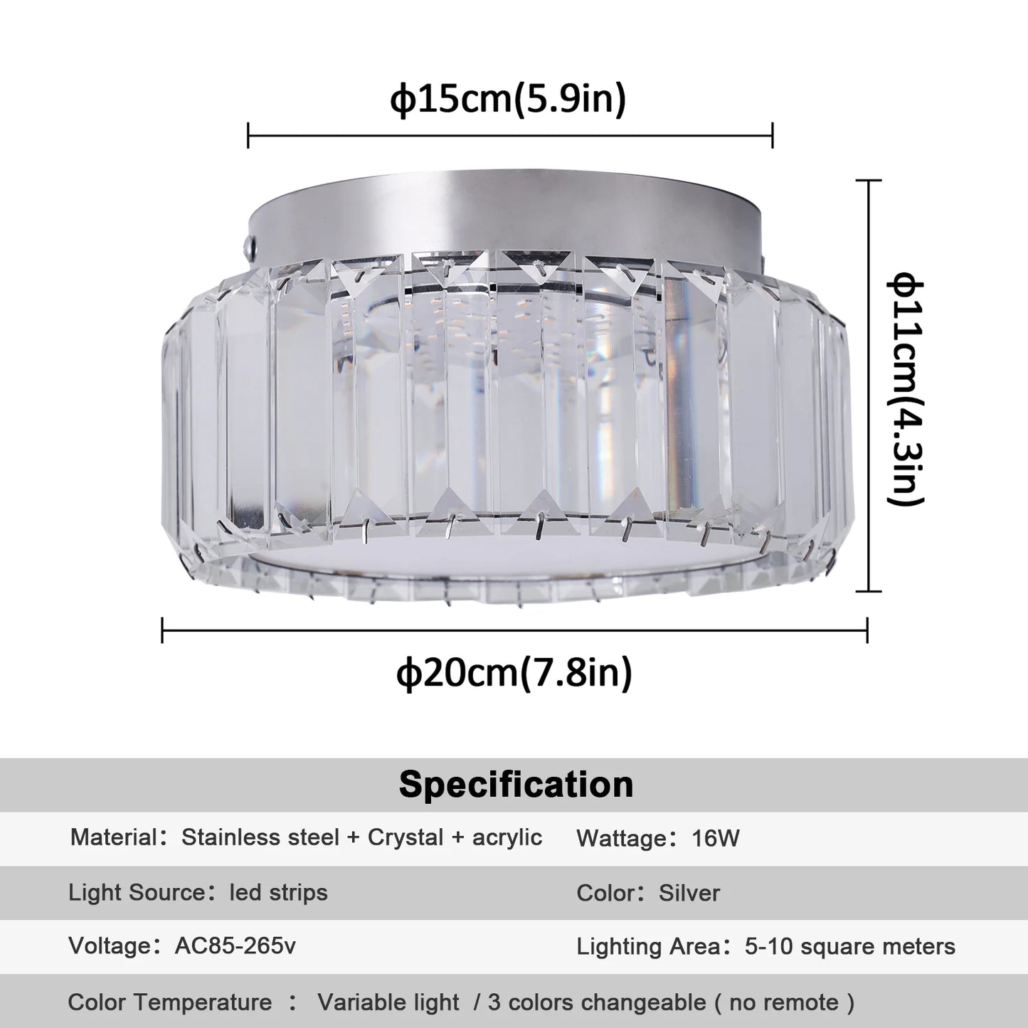 VETRULUS Crystal Ceiling Lamp LED Circle Chandelier for Living Room