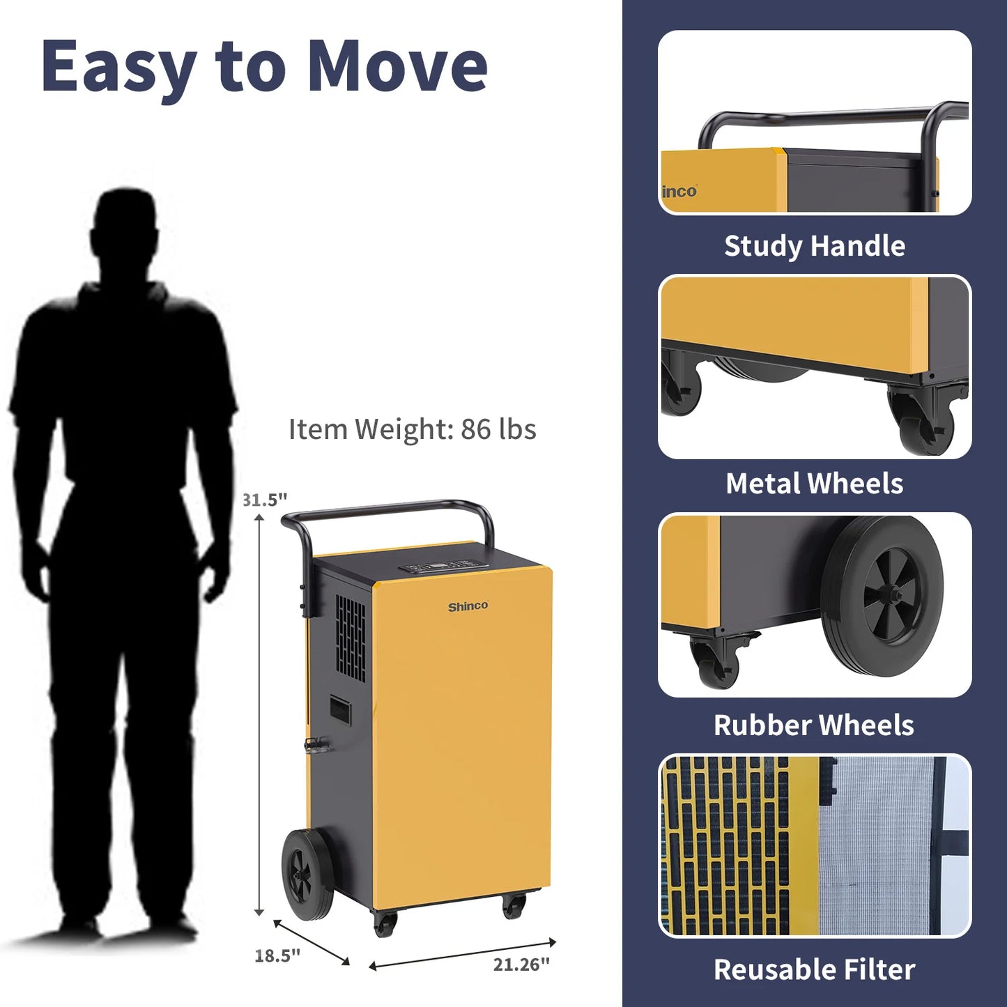 Shinco 200 Pint Commercial Dehumidifier With Pump for Crawl Spaces