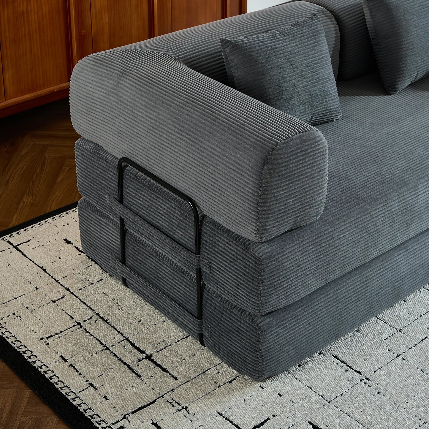 THOLASIS Folding Sofa Bed Corduroy Futon For Small Spaces