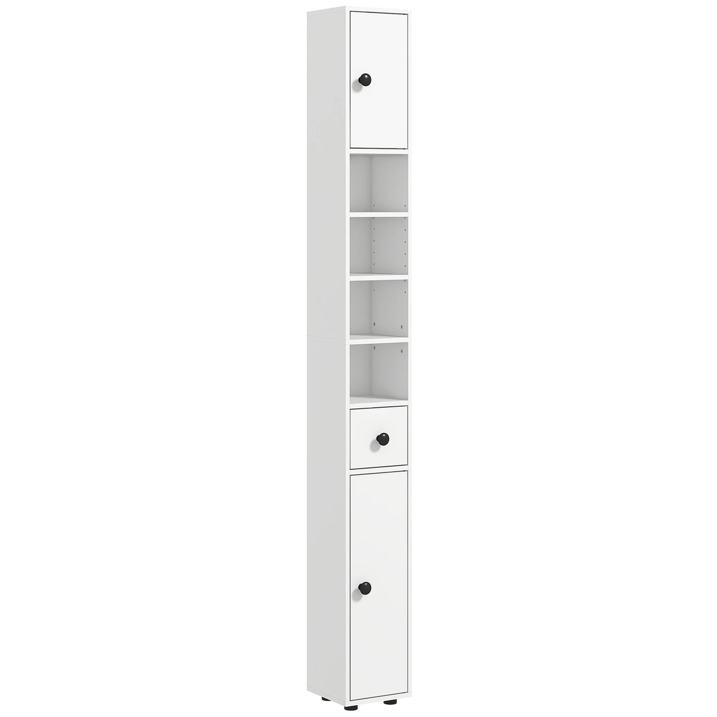 Kleankin Toilet Paper Cabinet With Open Shelves And Adjustable Doors